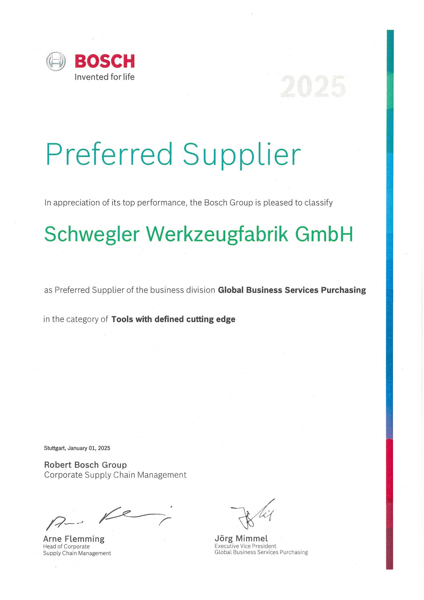 Bosch Certificate